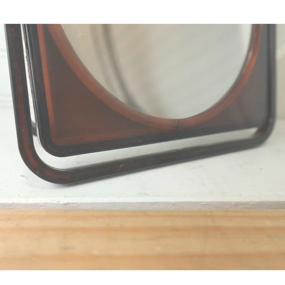 Vintage Vanity Mirror Double Sided Magnifying Made in Hong Kong MCM Lucite Frame